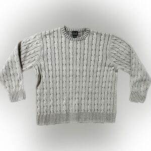Light Tan Cable Knit Crewneck Sweater
